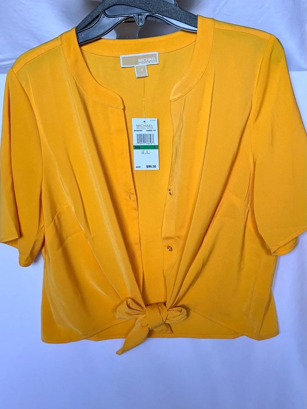 Michael Kors JASMINE YLW Tie-Front Crop Top